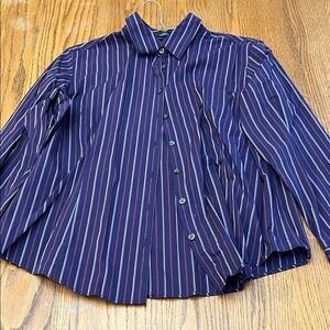 Eddie Bauer Purple Striped Button Down Shirt XL